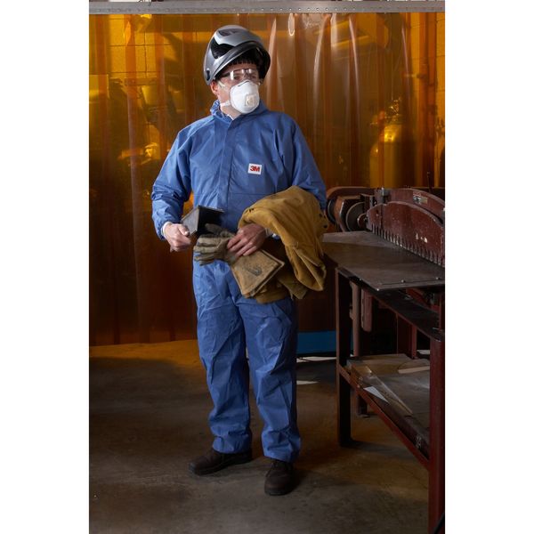 Hooded Disposable Coveralls, 25 PK, Blue, SMMS Polyethylene, Zipper