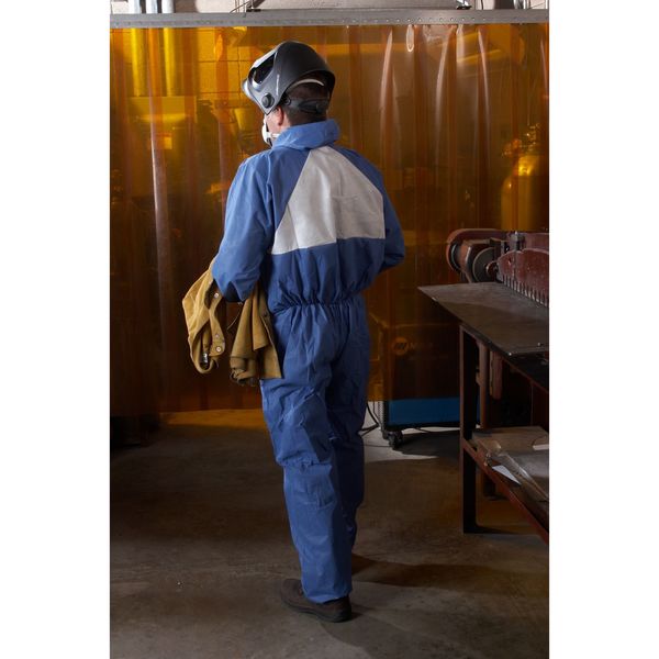 Hooded Disposable Coveralls, 25 PK, Blue, SMMS Polyethylene, Zipper