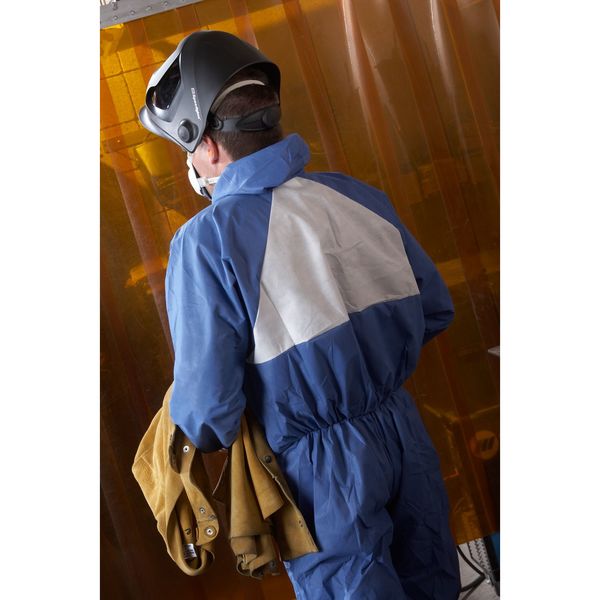 Hooded Disposable Coveralls, 25 PK, Blue, SMMS Polyethylene, Zipper