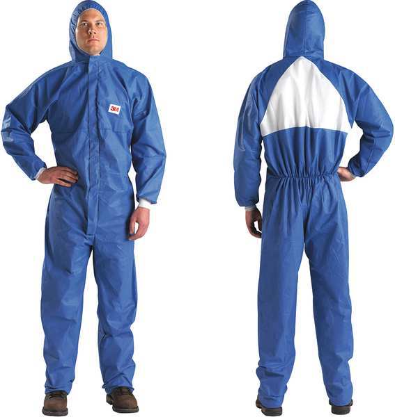 Hooded Disposable Coveralls, 25 PK, Blue, SMMS Polyethylene, Zipper