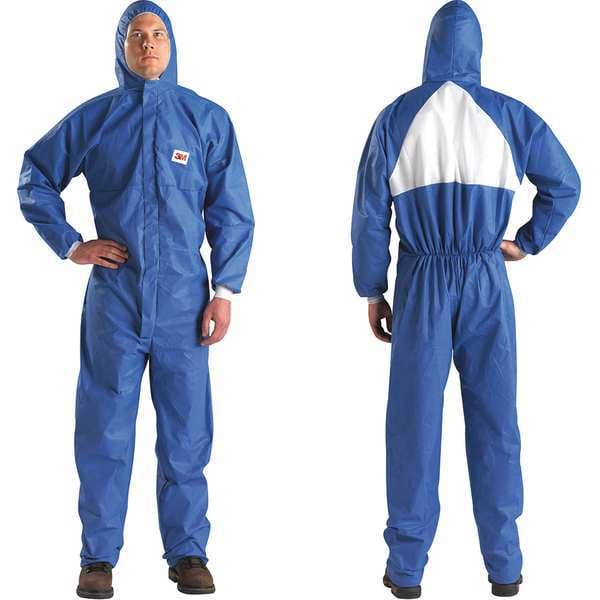 Hooded Disposable Coveralls, 25 PK, Blue, SMMS Polyethylene, Zipper
