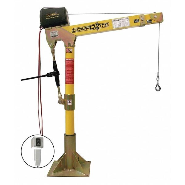 Davit Crane Kit, 22 in to 66 in Reach, 0 in to 540 in Lift Range, Yellow