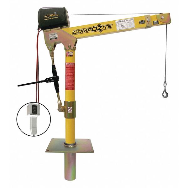 Davit Crane Kit, 22 in to 66 in Reach, 0 in to 540 in Lift Range, Yellow