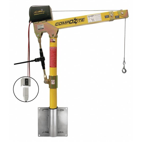 Davit Crane Kit, 22 in to 66 in Reach, 0 in to 540 in Lift Range, Yellow