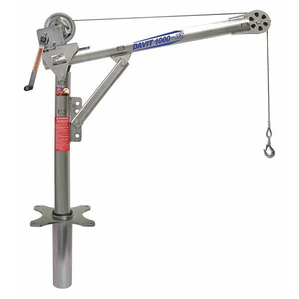 Davit Crane Kit, 27.5 in to 42 in Reach, 0 in to 660 in Lift Range, Silver