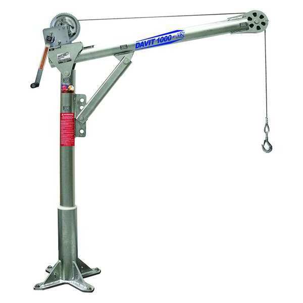Davit Crane Kit, 27.5 in to 42 in Reach, 0 in to 660 in Lift Range, Silver