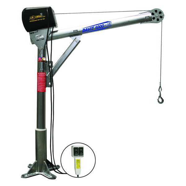 Davit Crane Kit, 27.5 in to 42 in Reach, 0 in to 540 in Lift Range, Silver
