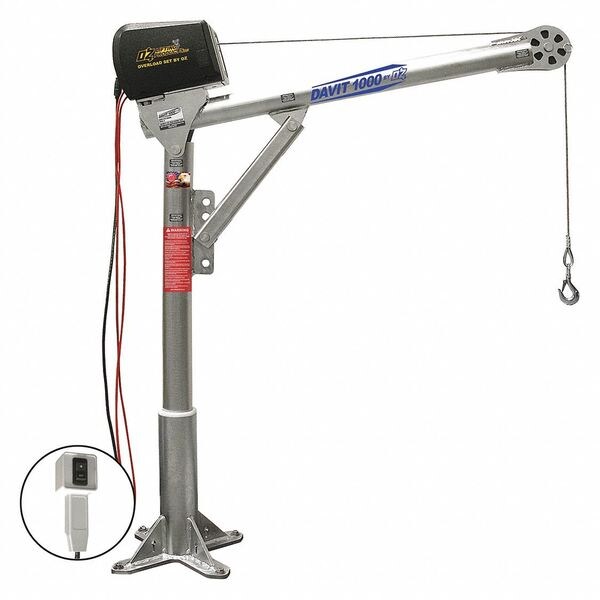 Davit Crane Kit, 27.5 in to 42 in Reach, 0 in to 540 in Lift Range, Silver