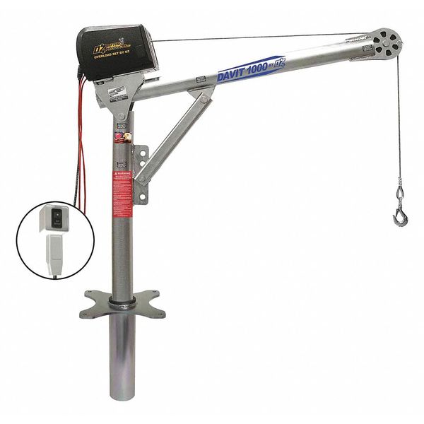 Davit Crane Kit, 27.5 in to 42 in Reach, 0 in to 540 in Lift Range, Silver
