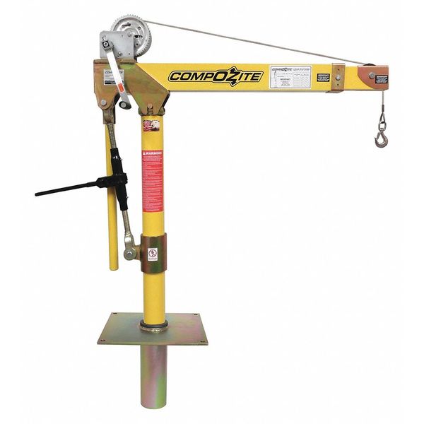 Davit Crane Kit, 22 in to 66 in Reach, 0 in to 660 in Lift Range, Yellow