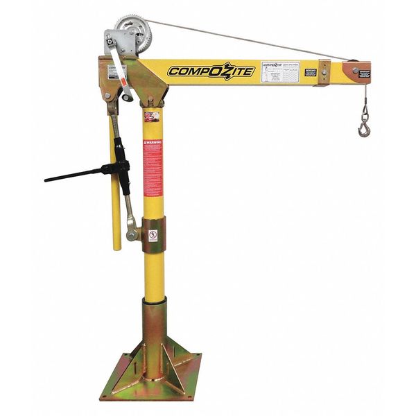Davit Crane Kit, 22 in to 66 in Reach, 0 in to 660 in Lift Range, Yellow