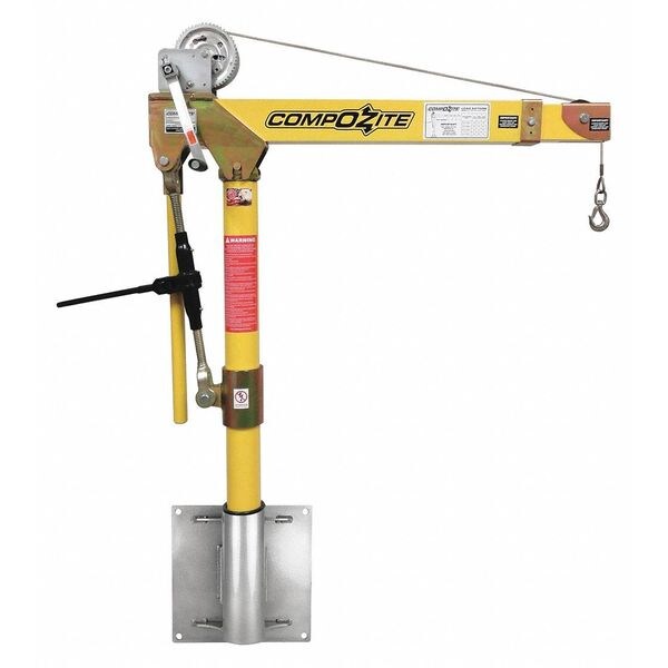 Davit Crane Kit, 22 in to 66 in Reach, 0 in to 660 in Lift Range, Yellow