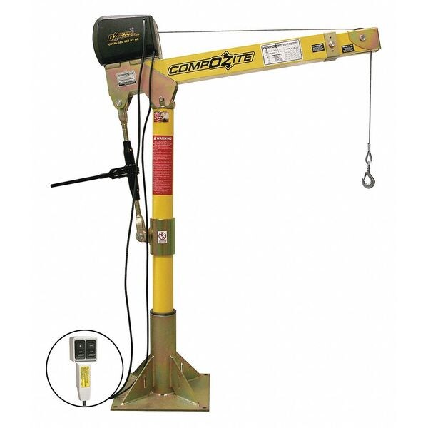 Davit Crane Kit, 22 in to 66 in Reach, 0 in to 540 in Lift Range, Yellow