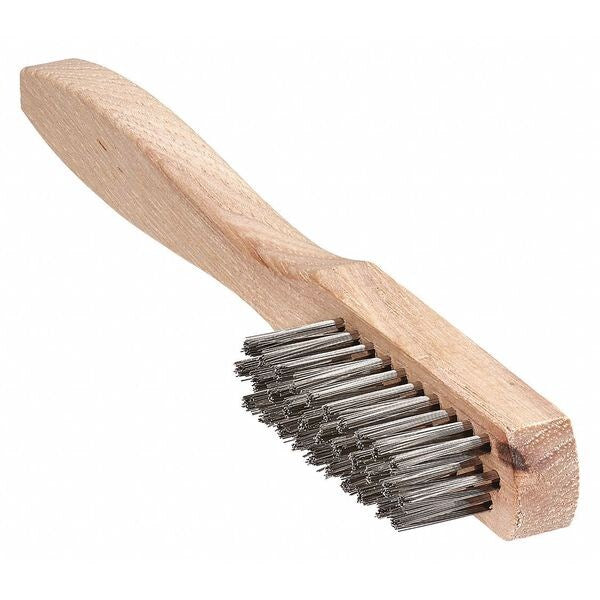 Brush, Utility Scratch, Wood Handle, SS, 4-1/2 in L Handle, 1-1/2 in L Brush, Hardwood