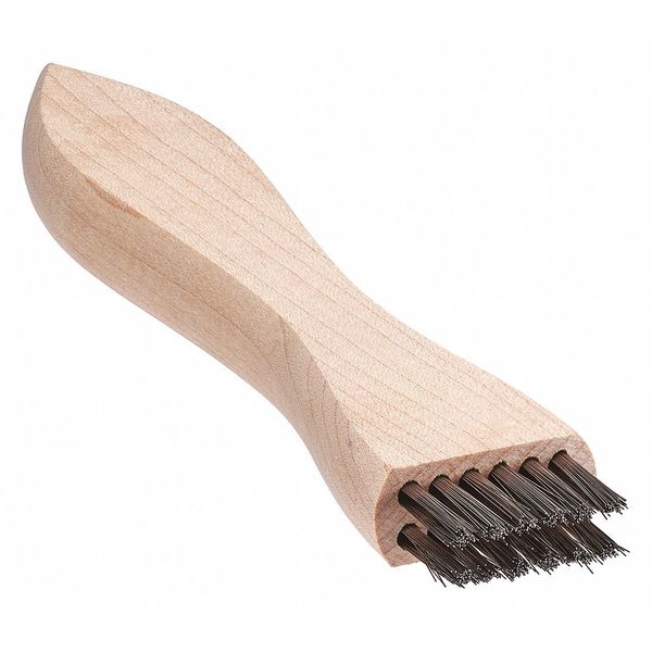 Brush, Upright Scratch, Wood Handle, SS, 3-7/8 in L Handle, 7/8 in L Brush, Hardwood