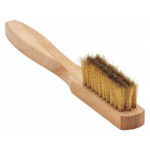 Brush, Utility Scratch, Wood Handle, Brass, 4-1/2 in L Handle, 1-1/2 in L Brush, Hardwood
