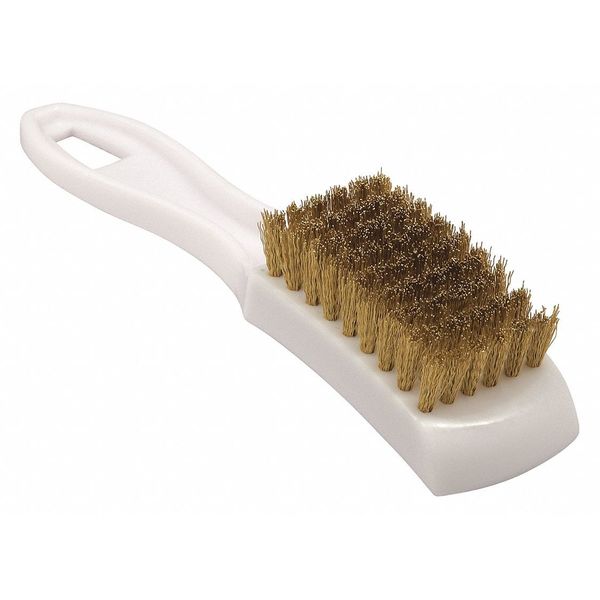 Brush, Brass Small, Plastic Handle, 4-3/4 in L Handle, 2-1/2 in L Brush, Plastic
