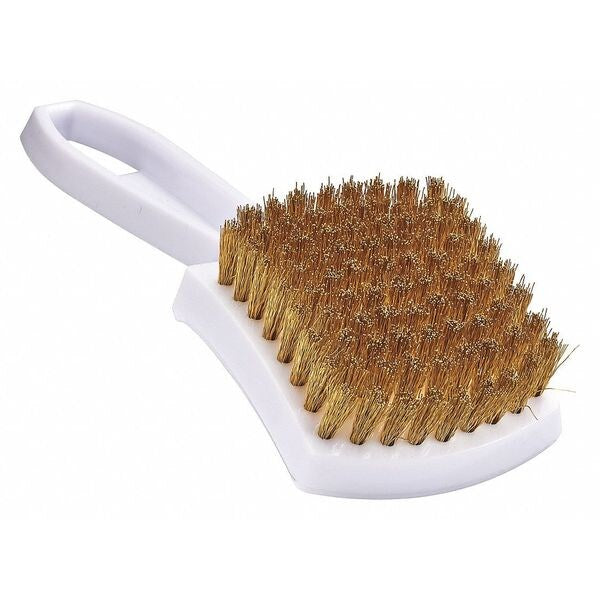 Brush, Large, Plastic Handle, .008 Brass, 5-7/8 in L Handle, 3 in L Brush, Plastic