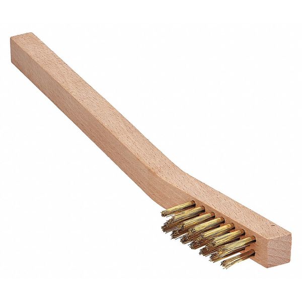 Brush, Welders Scratch, Wood Handle, Brass, 6-1/4 in L Handle, 1-1/2 in L Brush, Hardwood