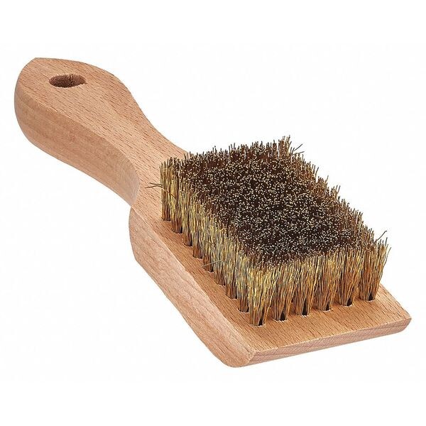 Brush, Brass, Small, Wood Handle, 4-1/4 in L Handle, 2-1/2 in L Brush, Hardwood