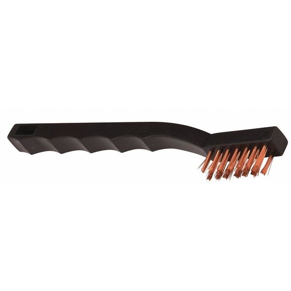 Brush, Scratch, Plastic Handle, Bronze, 5-3/4 in L Handle, 1-1/2 in L Brush, Plastic