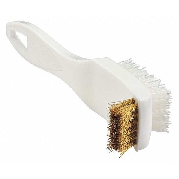 Brush, Utility 2-Way, Polyester and Brass, 2-1/4 in L Brush, Natural/Yellow, Plastic