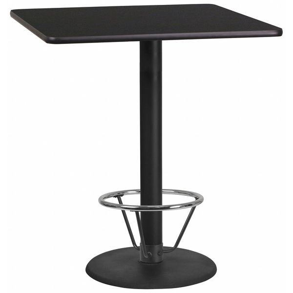 Square Table-RD Base, Laminate Blk, 36