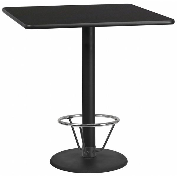 Square Table-RD Base, Laminate Blk, 42