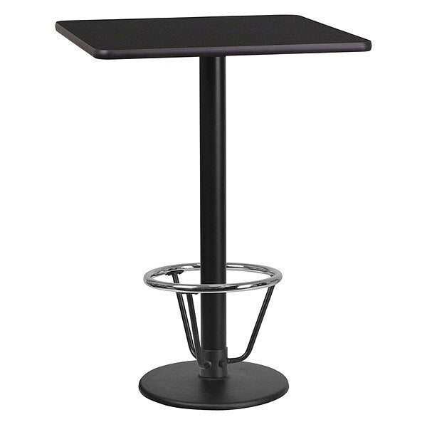 Square Table-RD Base, Laminate Blk, 24