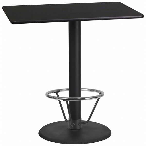 Rectangle Table-RD Base, Laminate Blk, 24