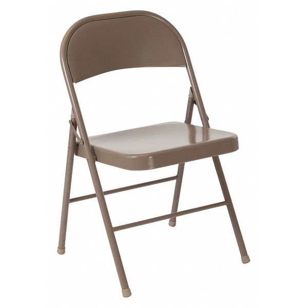 Double Braced Beige Metal Folding Chair