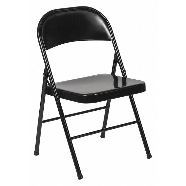 Folding Chair, Double Braced, Black Metal
