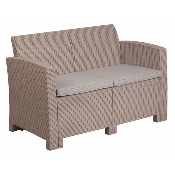 Lt Gray Rattan Loveseat w/ All-Weather Cushions