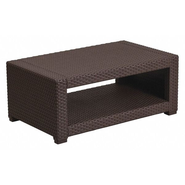 Rectangle Coffee Table, 36.5 W, 22 L, 15 H, Resin Top, Chocolate Brown