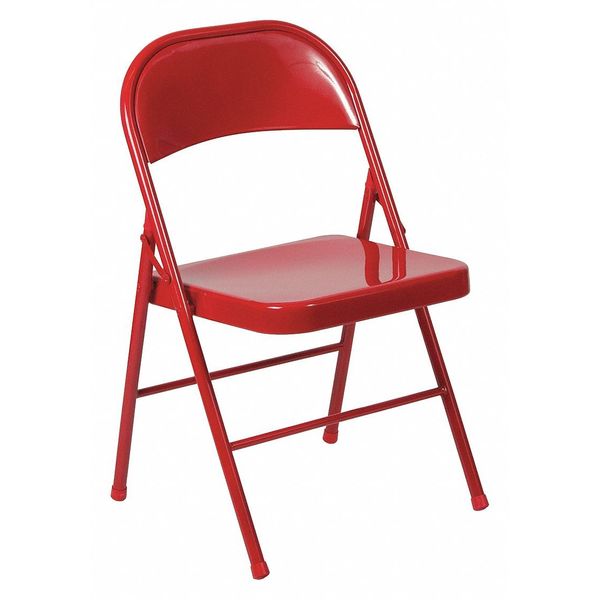 Chair, Metal Folding, Red, Double Braced
