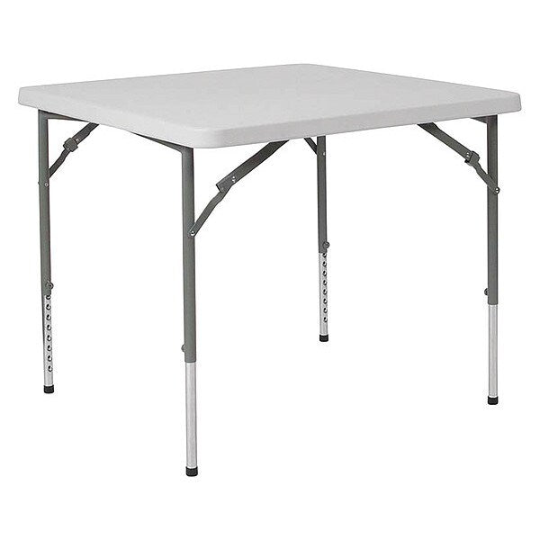 Square Folding Table, Plastc, 34'' Sqr, Adj, Wht, 33.5