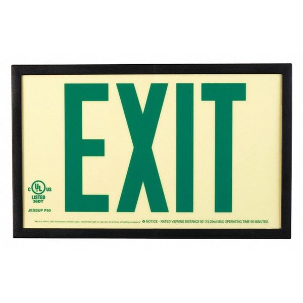 Reflective Exit, P50, w/Frame, Green On PL