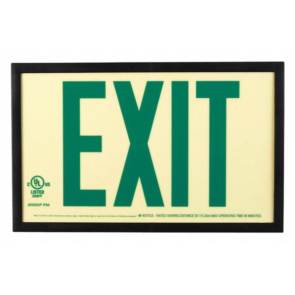 Photoluminescent Exit Sign P50, Glow w/Gn