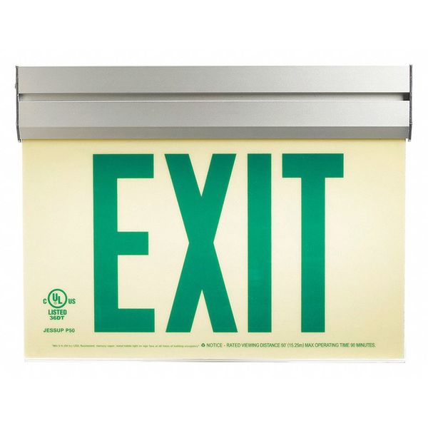 Exit, P50, Green Double w/Acrylic Frame