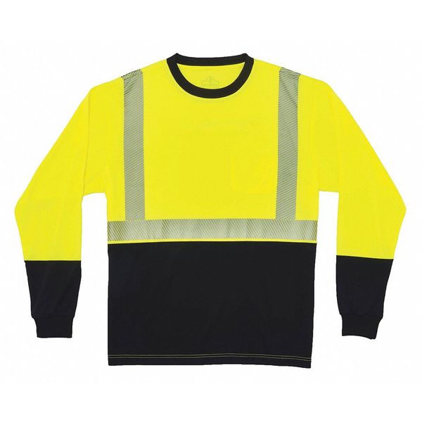 Black Front Perf. Lng Slv Shirt, 3XL, Lime