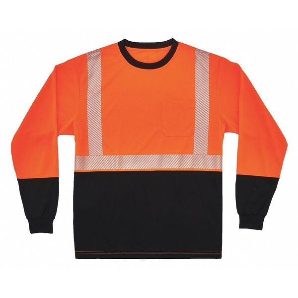 Black Front Perf. Lng Slv Shirt, 3XL, Org