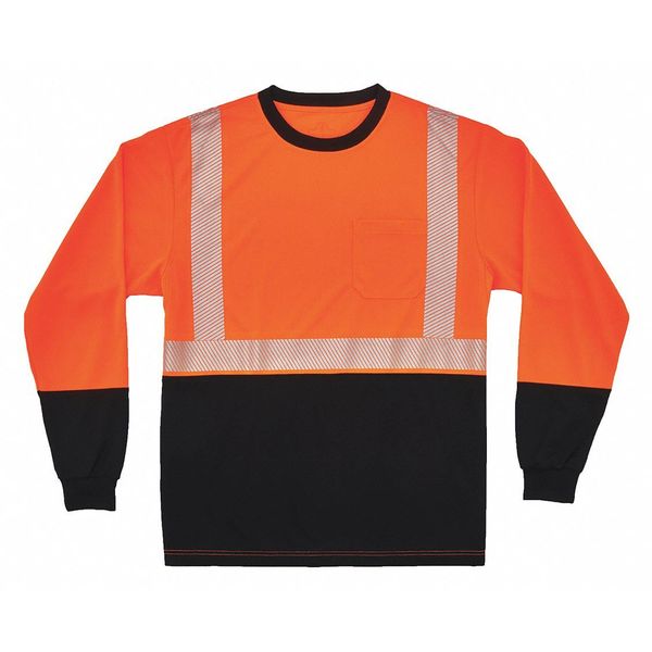 Black Front Perf. Lng Slv Shirt, M, Orange