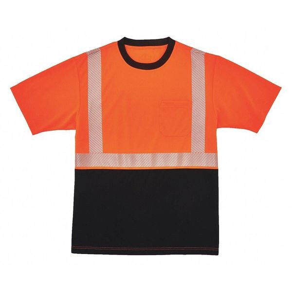 Black Front Perf. Safety T-Shirt, 5XL, Org