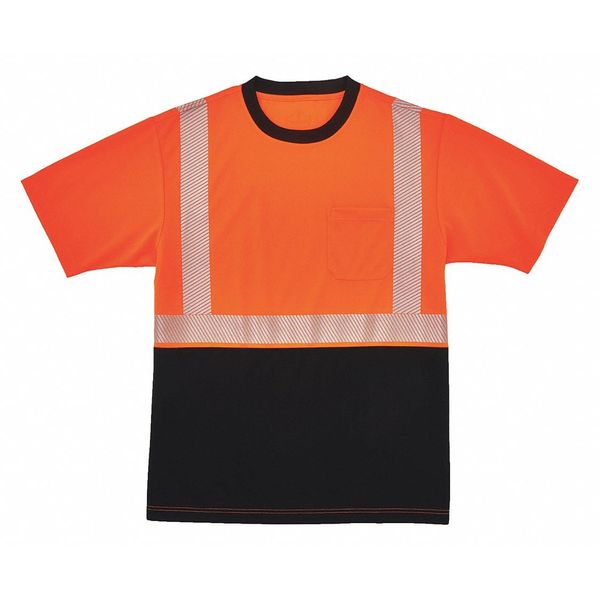 Blk Front Perf. Safety T-Shirt, M, Orange