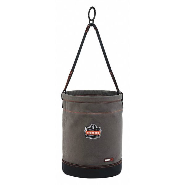 Canvas Hoist Bucket, D-Rings, Durable 24 oz. Canvas, Gray