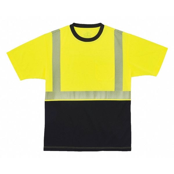 Blk Front Perf. Safety T-Shirt, 3XL, Lime