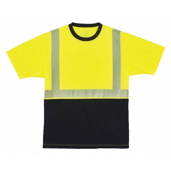 Blk Front Perf. Safety T-Shirt, 4XL, Lime