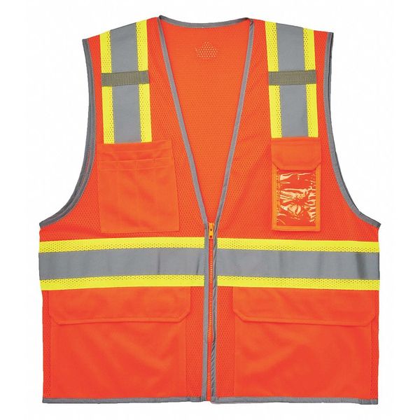 Two Tone Mesh Safety Vest, Orange, S/M