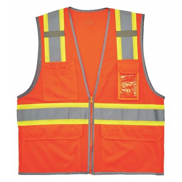 Two Tone Mesh Safety Vest, Orange, 2XL/3XL