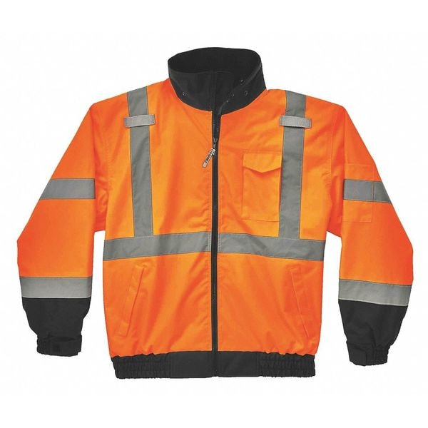 Fleece Lined Bomber Jacket, Orange, 4XL